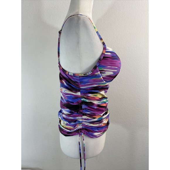 SPANX ASSETS By Sara Blakely Brush Strokes Tankini Swim Top Padded Bra Sz L - Picture 4 of 11